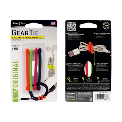 Гибкие стяжки NiteIze GEAR TIE  3 4шт ассорти